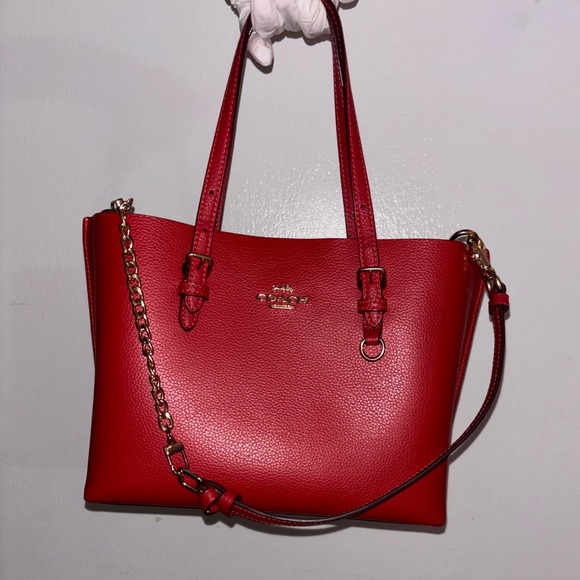 COACH Mollie Tote Bag 25 in Red Apple + Gold ( C4084 ) NWOT - Picture 1 of 17